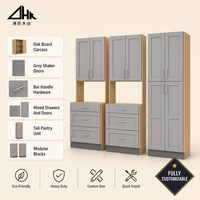 Ensemble de meubles de cuisine modulaires Shaker gris chêne, comprenant armoires murales, tiroirs de base, garde-manger haut et placard, en kit, taille personnalisable
