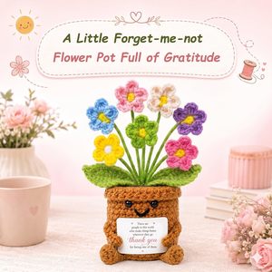 Aruigu Regali di Ringraziamento Donna Mini Non Ti Scordar di Me Fiori di Peluche all'Uncinetto per Supporto Emotivo Vaso Regalo Carino WB03 Apprezzamento Insegnanti - Product Image 6
