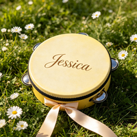 Natural Sheepskin Birch Wood Tambourine 4/6 Inch Wedding Hand Drum Wholesale Custom Logo Festival Souvenir Gift