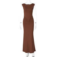 Robe élégante décontractée pour femme, mode automne, couleur unie, maxi, plissée, transparente, idéale pour les sorties en club ou en journée