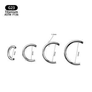 Joyería para Piercing de Titanio F136 con Rosca Interna, Chapado en Oro, Clásico, Anillos de Nariz en Forma de C, Piercings Labiales de 8mm, Regalo para Bodas, Compromisos y Fiestas - Product Image 1