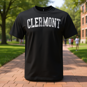 Camiseta estilo universitario desgastado Clermont Fl, color negro, unisex, talla para adultos - Product Image 3