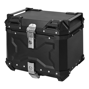 <span class=keywords><strong>Top</strong></span> <span class=keywords><strong>Case</strong></span> <span class=keywords><strong>Universel</strong></span> pour Moto 45L en Acier Inoxydable, Boîte Arrière à Dégagement Rapide, Coffre Arrière Noir Argenté, Étanche et Réfléchissant - Product Image 1