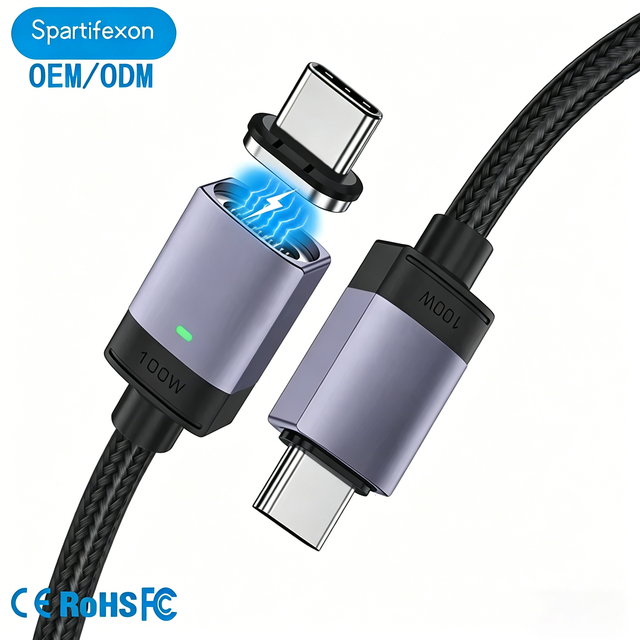 Magnetic USB-C to USB-C Cable 100W High-Speed Charging & Data Transfer with Exchengeable Connector Fast Charger Cable