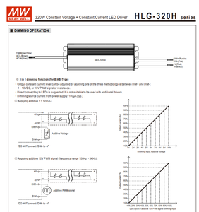 MEAN WELL HLG-320H-54A 320W 54V 5.95A ปรับได้ CC CV LED ไดร์เวอร์ไฟส่องสว่าง AC-DC IP65 กันน้ำ - Product Image 6
