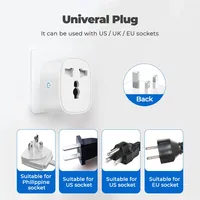 Tuya Wifi Power Monitor 16A Universal Smart Socket Us To Eu Uk Plug Outlet Adapter Timing Smart Life App Voice Electrica