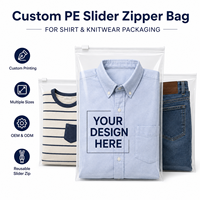 Sac à fermeture éclair coulissante transparent en PE blanc, imprimé en gravure avec logo personnalisé pour l'emballage de chemises et de jeans, fermeture facile à glisser, jetable, pour vêtements