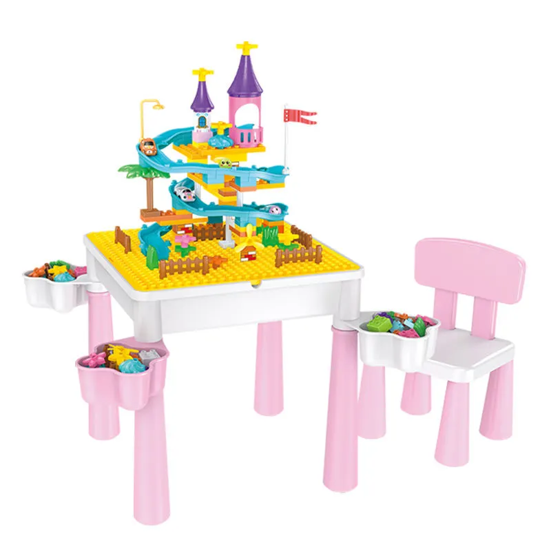HW 84Pcs Educational Bricks Toys Kinder-Sets Multifunktion aler intelligenter Stuhl Tisch Diy Girl Bloque de Steam Building Block Schreibtisch