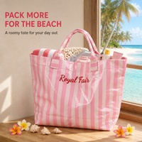 Sac de plage personnalisé Royal Fair, sac de plage rayé en PVC haute capacité avec fermeture éclair, sac à bandoulière imperméable pour femmes et filles