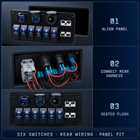 Wasserdichte Dual-USB-Buchse 6-Gang-Marine-Wippschalter Digitale Spannungs anzeige 50A-Batterieanschlüsse für Boots autos