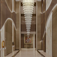 Produits Phares 2026 : Lustre Moderne de Luxe en Aluminium Personnalisé pour Longue Escalier de Villa, avec Cristaux Supplémentaires, pour Au-dessus des Escaliers