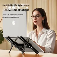 Support pour ordinateur portable en aluminium réglable en hauteur à 6 niveaux, pliable, portable, antidérapant, refroidissant pour PC, tablette, ordinateur portable