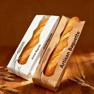Sacs en papier kraft personnalisés durables pour pain français, avec fenêtres transparentes, en matériaux recyclés, impression sérigraphique, vente en gros - Product Image 2