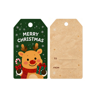 Étiquettes cadeaux en papier de Noël en vrac, assortiment de motifs de dessins animés (Père Noël, rennes, sapins), étiquettes suspendues pour la décoration des emballages cadeaux