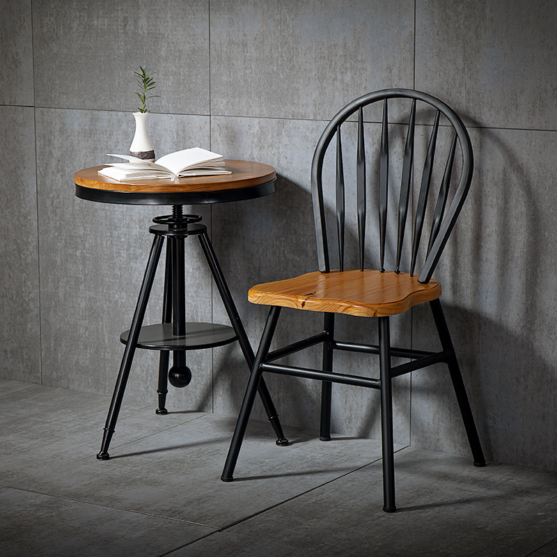 Bilido Iron Solid Wood Dining Chair