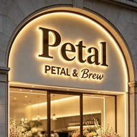 Papan Tanda LED Premium Berlapis Titanium Emas dengan Lampu Latar, Huruf LED Logam 3D, Papan Tanda Logo Bisnis untuk Hotel & Kantor