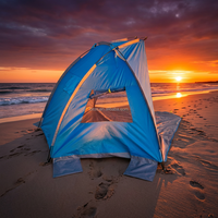 Carpa de Verano Azul con Protección UPF 50+, Impermeable, Resistente al Viento, Portátil, para 2 Personas, Ideal para Viajes Familiares a la Playa, Apertura Automática Rápida