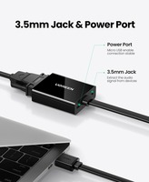 Adaptateur VGA HD 1080p Ugreen, convertisseur HD vers VGA mâle vers femelle avec prise jack 3,5 mm, adaptateur en plastique pour PS4, boîtier TV, PC, HDTV, VGA