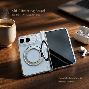 Étui de téléphone portable avec support rotatif et anneau magnétique pour 18 Fold Metal Button TPU Bumper PC, rotation à 360°, protection anti-chute - Product Image 3