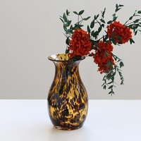 Vase en verre artistique moderne en gros, soufflé à la bouche, sans plomb, écologique, motif léopard, centre de table décoratif