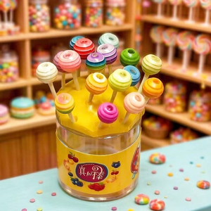 Kit de Decoración para Casa de <span class=keywords><strong>Muñecas</strong></span>: Miniatura de Fábrica, Lollipop de Resina con Rayas Arcoíris, Accesorio de Caramelo, Pegamento Crema, Manualidades y Atrezzo Fotográfico - Product Image 5