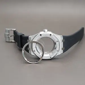 Cnc de luxo personalizado capas de relógio de borracha acessórios para Seiko nh35 nh36 movimento 28.5mm mostrador aço capitulo anéis