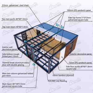 20ft Versand container haus Modifiziert mit Holz innenraum und geräumigem Layout Modularer Fertighaus-Büro container 2 Etagen - Product Image 5
