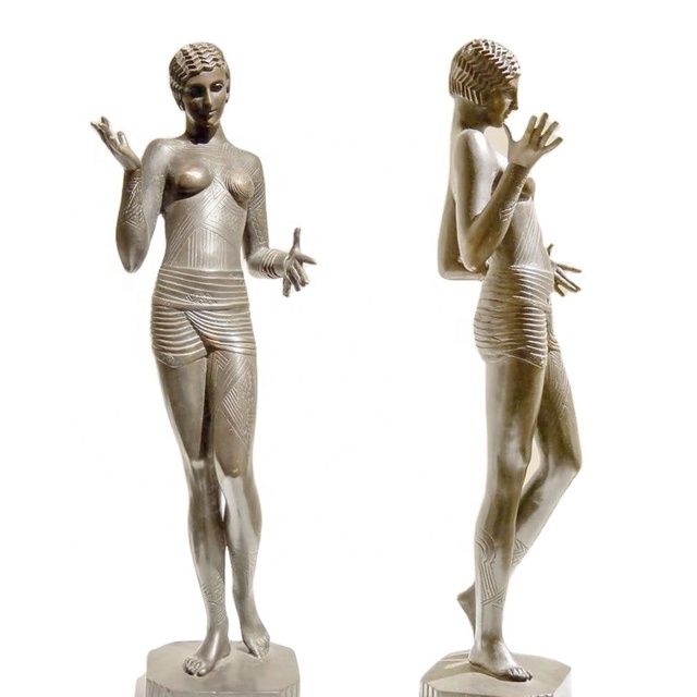 Modern Bronze Resin Hand-painted Fashion Sculpture Outdoor Garden Woman Girl Statue Customized Color for Art Collectible