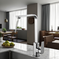 Robinet de cuisine moderne à rotation 360°, utilisation hôtelière, montage sur plan, thermostatique, mélangeur chaud/froid, levier unique, un trou, céramique, nickel brossé