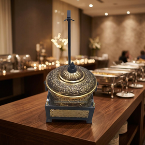 High Quality Traditional Brass Chafing Dish <b>Buffet</b> Servers Stand Casting Technique Gravure Printing for Catering Restaurants - Product Image 2