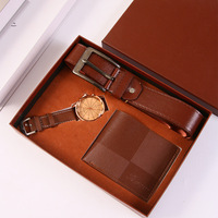Coffret cadeau de luxe pour homme avec ceinture, portefeuille, montre, bracelets, porte-clés et stylo dans un coffret cadeau, logo personnalisé