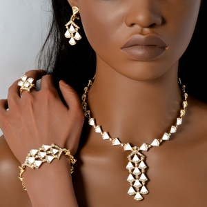 Parures de bijoux bohèmes classiques pour fiançailles et anniversaire, plaquées or 14 carats, zircon, forme goutte d'eau, pour femmes - Product Image 3