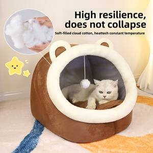 Petit chenil portable de luxe pour <span class=keywords><strong>chien</strong></span> hiver toutes saisons semi-fermé épaissi coussin chaud respirant confortable solide motif Carton - Product Image 3