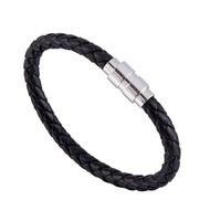 Pulseira de couro tecido para homens e mulheres, joias para casal