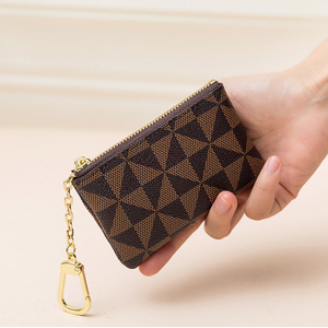 Low MOQ 100pcs Custom Logo Embossed PU Leather Coin Purse Private Label <strong>Mini</strong> Wallet <strong>Pouch</strong> with Keychain OEM/ODM Manufacturer - Product Image 4