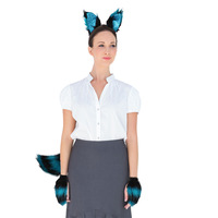 Accessoires de fête Halloween : Oreilles de loup et queue de renard pour cosplay animal, bandeau en fausse fourrure, gants de patte de renard en fourrure synthétique