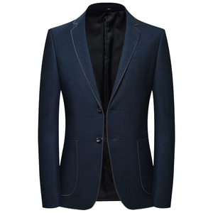 Costume pour homme S-QFZ3201, style britannique, en velours de laine/soie, avec fermeture éclair et détails perlés - Product Image 1