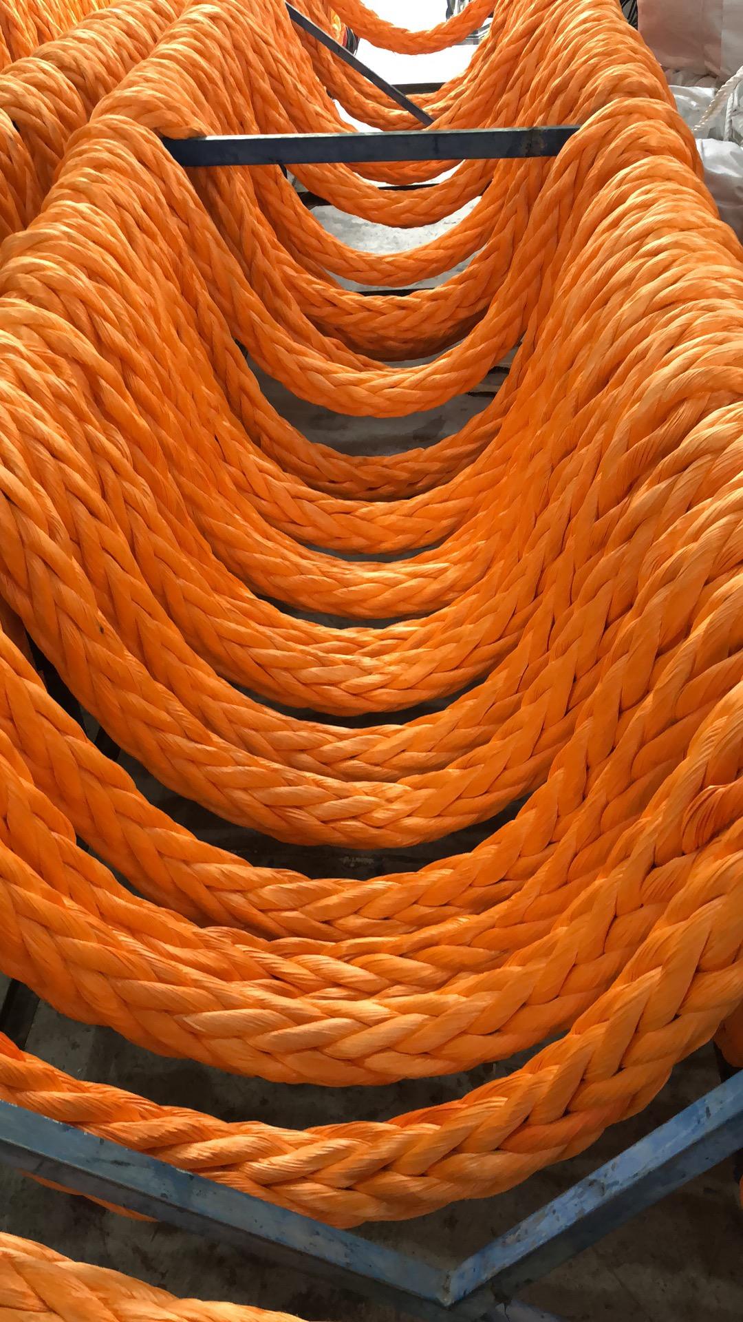 Yellow Marine 12 Strand Mooring Rope Braided Uhmwpe ABS Approved