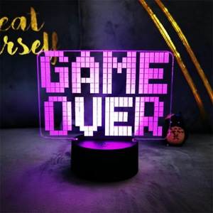 GAME Icon GAME OVER Acrylic 3D Nightlight Creative Esports Atmosphere <b>Light</b> Birthday Gift to Friends - Product Image 3