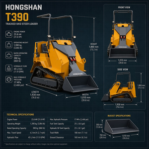 LIVRAISON GRATUITE Mini-chargeuse sur chenilles EPA CE 20Hp avec moteur, capacité 1000kg 1200kg 1,5 tonne, avec pelle rétrocaveuse, bêche et chasse-neige - Product Image 2