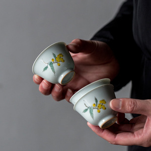 Hand Painted Loquat <b>Teacup</b> Porcelain Master Cup New Chinese Style Afternoon Tea Use Dehua County Origin - Product Image 1
