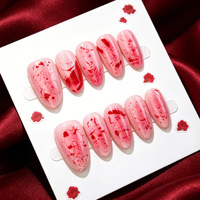 Faux ongles à presser, French manucure, effet œil de chat, ombré, marbré, pailleté, imprimé floral et animalier, avec colle, en ABS, logo personnalisé