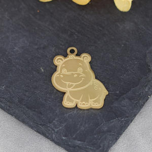 Colgante Qiandi de acero inoxidable, lindo animal hipopótamo accesorio DIY, collar de dibujos animados, pendientes y - Product Image 1