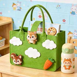 Custom <b>Christmas</b> Felt Tote <b>Bag</b> Cute Cartoon Design Reusable <b>Large</b> Capacity for Holiday Party Candy Storage Kids <b>Gift</b> Wrapping - Product Image 5