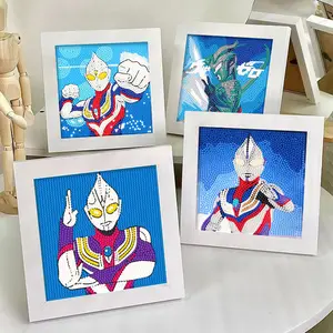 Kartun keren Anime Ultraman desain penuh berlian Seni lukisan ruang rumah dekorasi DIY 5D lukisan berlian aksesoris mainan anak