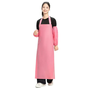 <strong>White</strong> Color Sleeveless Adult <strong>Apron</strong> Reusable Eco-Friendly Waterproof Oil-proof PVC Leather Waist Kitchen Canteen Meal Lined - Product Image 4