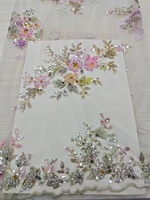 Nouvelle Arrivée Tissu de Dentelle Africaine Multicolore à Fleurs Perlées pour Mariage ou Fête, Prix Compétitif Standard