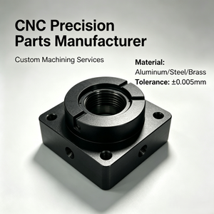 Base de fixation usinée CNC sur mesure avec bloc à bride fileté de précision, en aluminium anodisé noir, avec support de collier de serrage usiné - Product Image 1