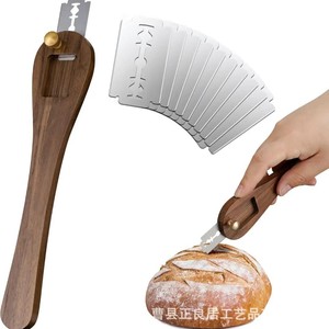 Wooden <b>Bread</b> Scoring <b>Knife</b> With Replaceable Blades For Baking Artisan <b>Bread</b> Dough Pattern Cutting Tool - Product Image 1