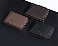 Baellerry dompet penyimpan kartu kulit PU, dompet pendek pemblokir RFID ramping dengan gesper Pemegang Kartu Pop